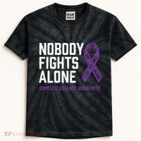 Nobody Fights Alone Purple Domestic Violence Awareness Kids Tie-Dye T-Shirt thumb 0