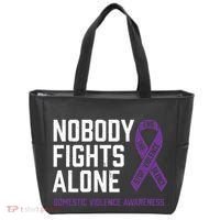 Nobody Fights Alone Purple Domestic Violence Awareness Tote Bag thumb 0