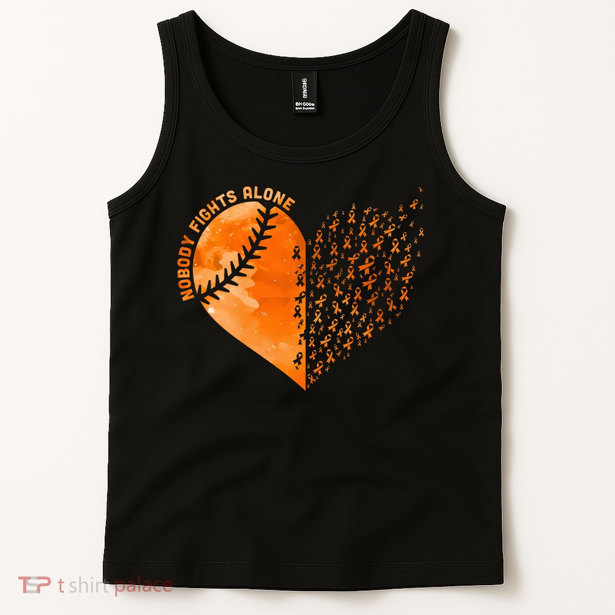 Nobody Fights Alone Orange Baseball MS Awareness Tank Top