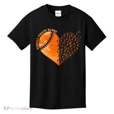 Nobody Fights Alone Orange Baseball MS Awareness Kids T-Shirt