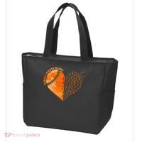 Nobody Fights Alone Orange Baseball MS Awareness Tote Bag thumb 3