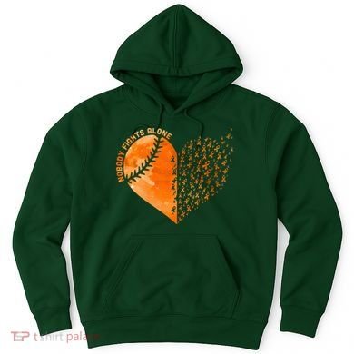 Nobody Fights Alone Orange Baseball MS Awareness Hoodie
