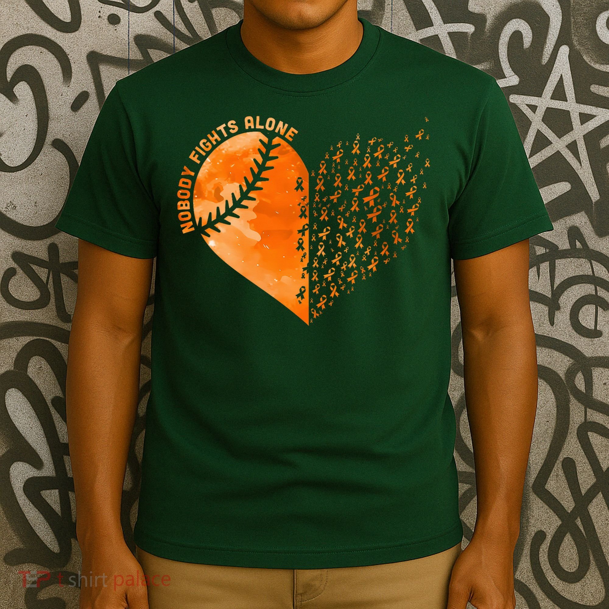 Nobody Fights Alone Orange Baseball MS Awareness T-Shirt