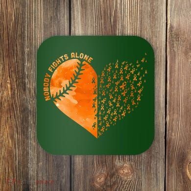 Nobody Fights Alone Orange Baseball MS Awareness Coaster