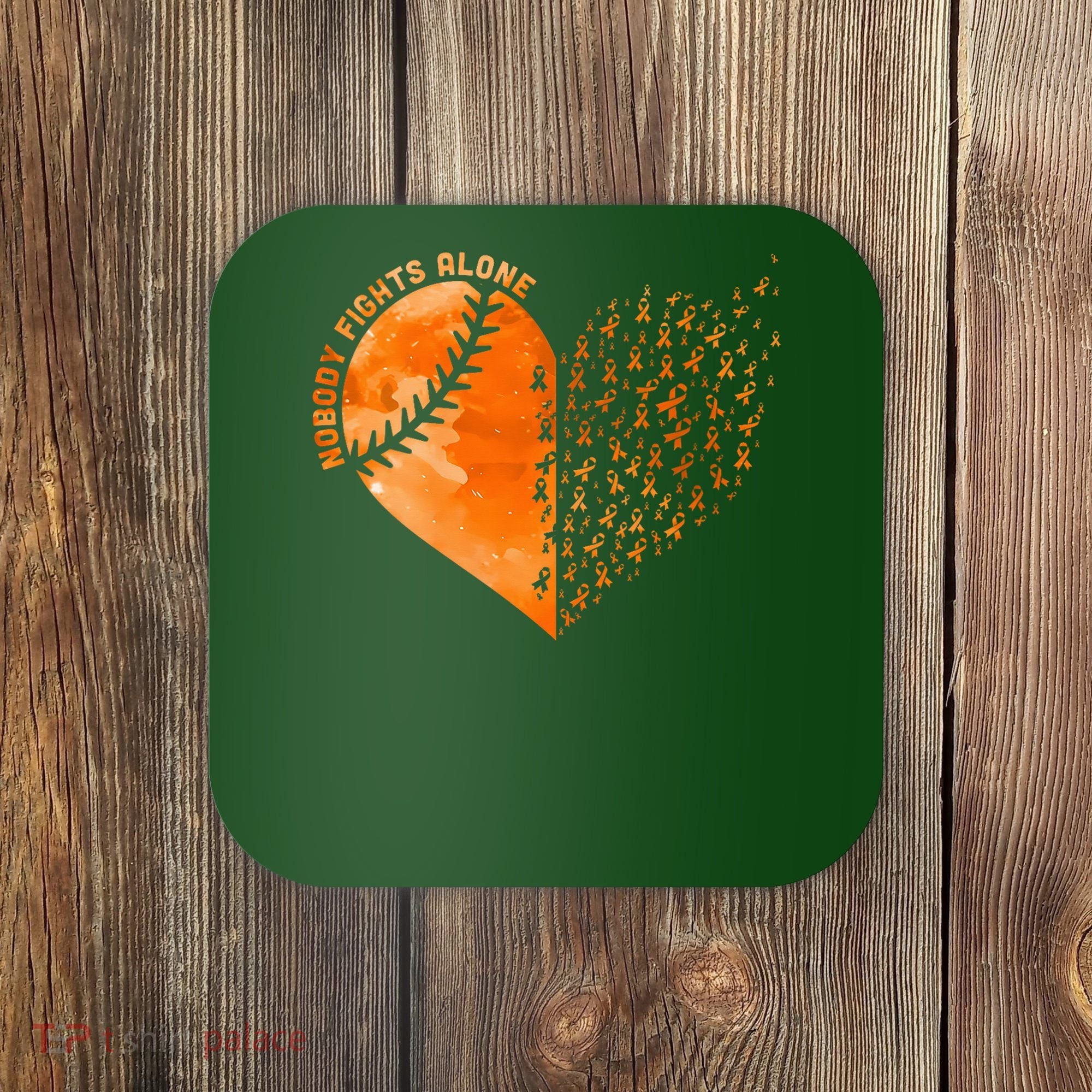 Nobody Fights Alone Orange Baseball MS Awareness Coaster
