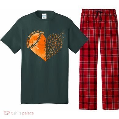 Nobody Fights Alone Orange Baseball MS Awareness Pajama Set