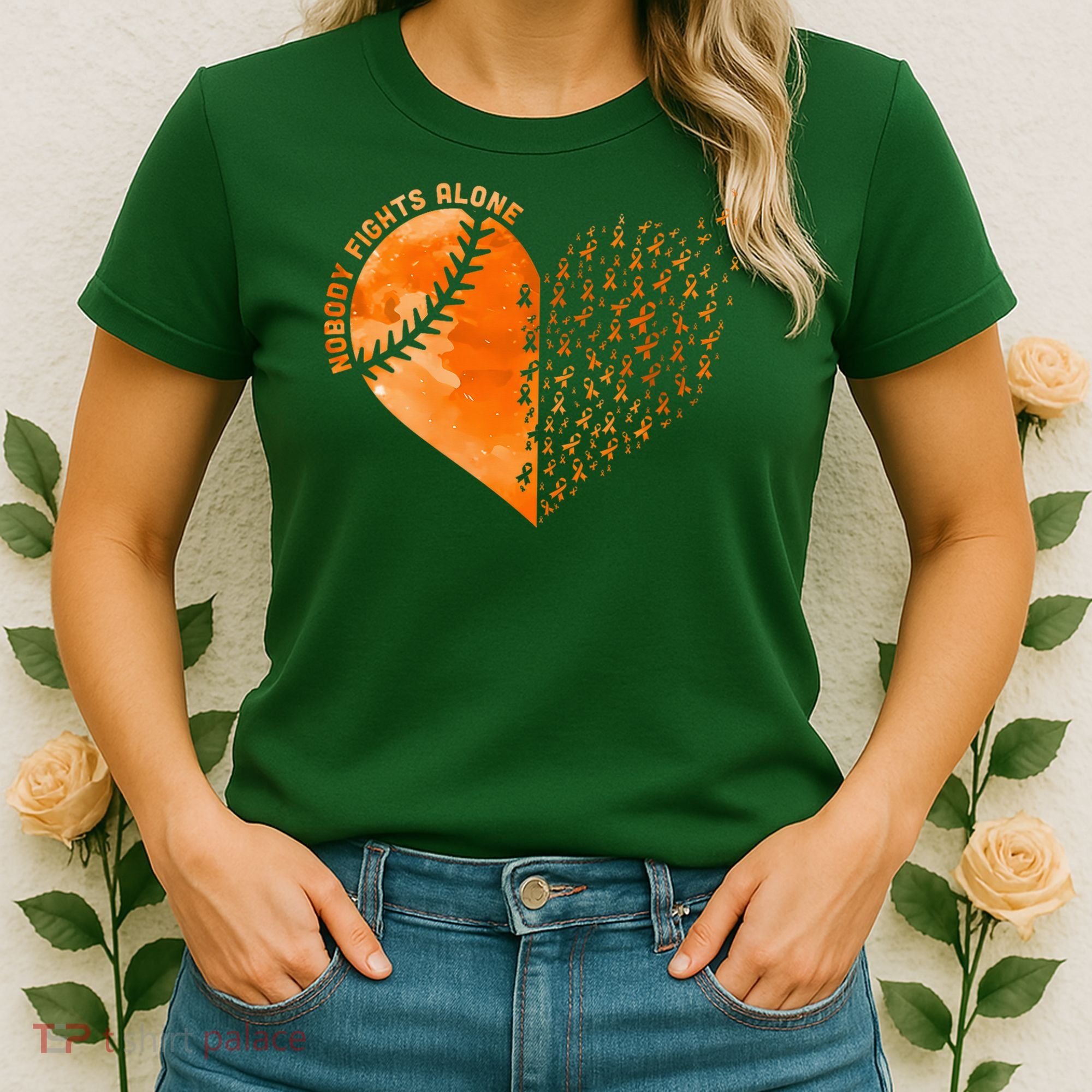 Nobody Fights Alone Orange Baseball MS Awareness Women's T-Shirt