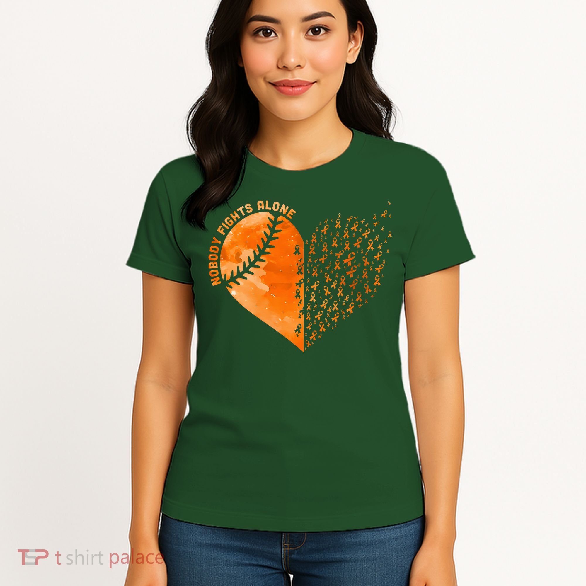Nobody Fights Alone Orange Baseball MS Awareness Women's T-Shirt