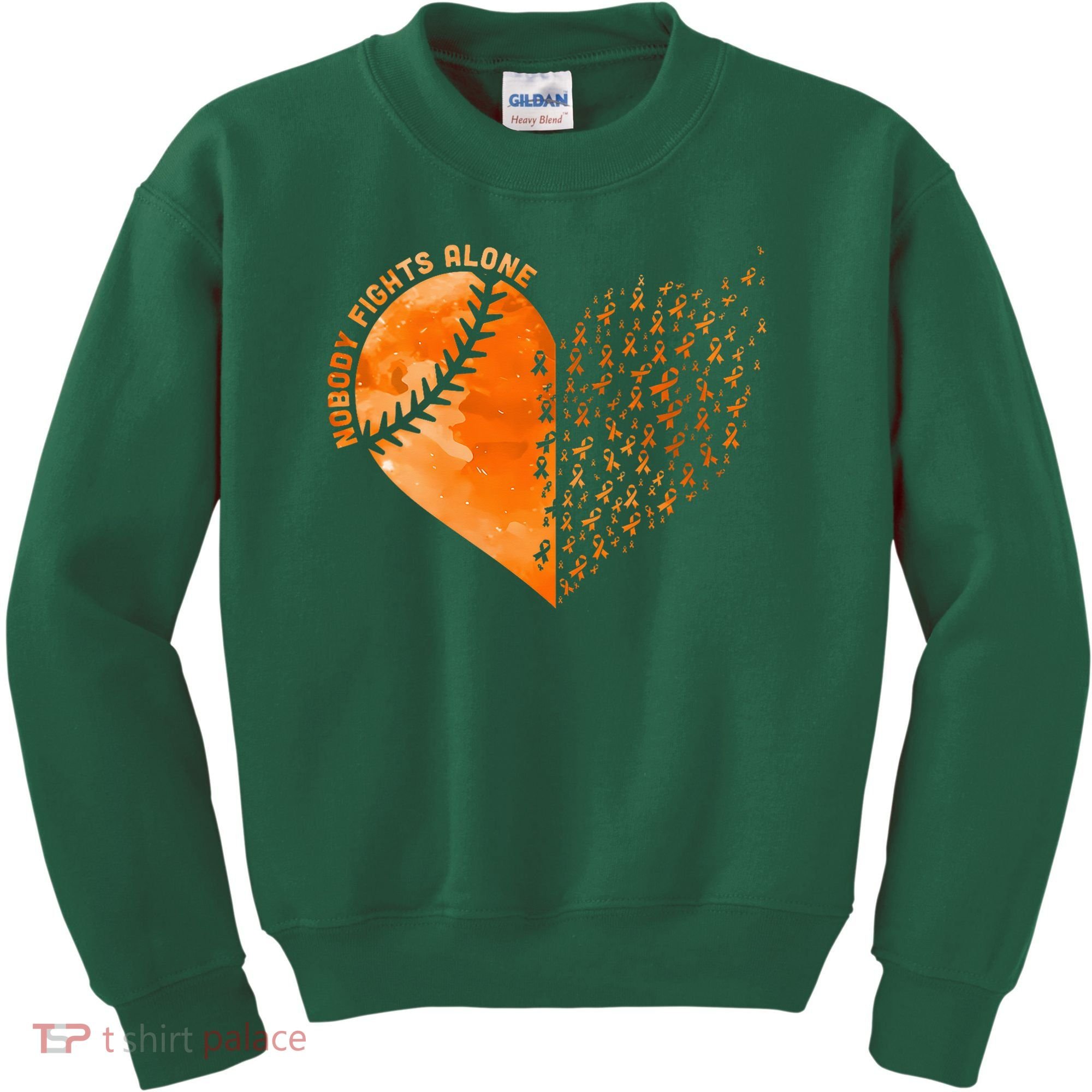 Nobody Fights Alone Orange Baseball MS Awareness Kids Sweatshirt