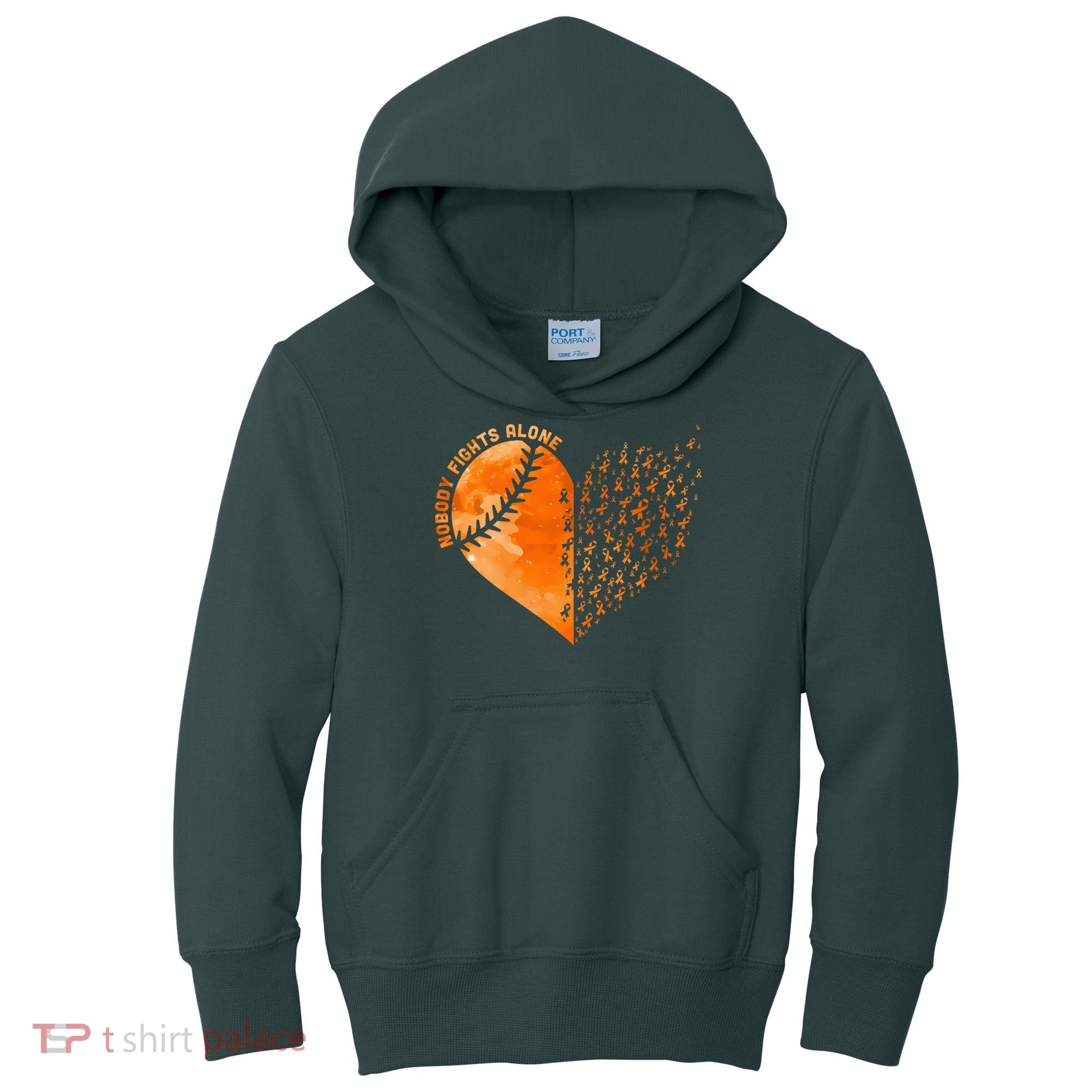 Nobody Fights Alone Orange Baseball MS Awareness Kids Hoodie