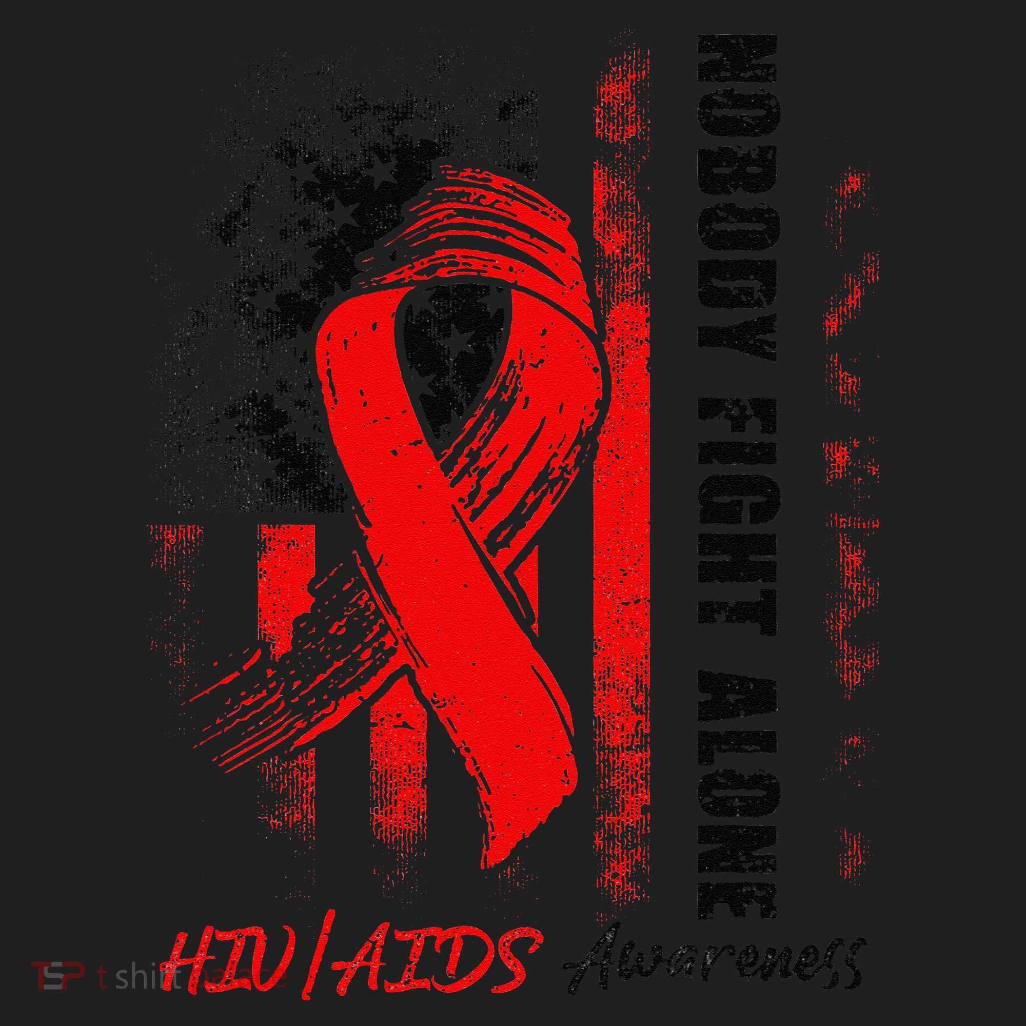 Nobody Fights Alone Hiv Aids Awareness Red Ribbon Supporter Women's Sweatshirt