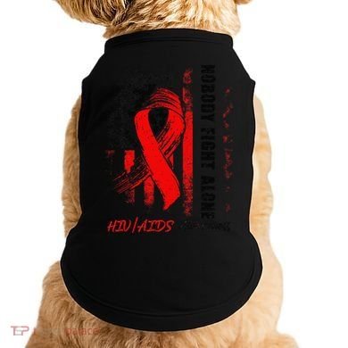Nobody Fights Alone Hiv Aids Awareness Red Ribbon Supporter Doggie Tank