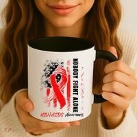Nobody Fights Alone Hiv Aids Awareness Red Ribbon Supporter Coffee Mug thumb 3