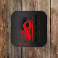 Nobody Fights Alone Hiv Aids Awareness Red Ribbon Supporter Coaster thumb 0