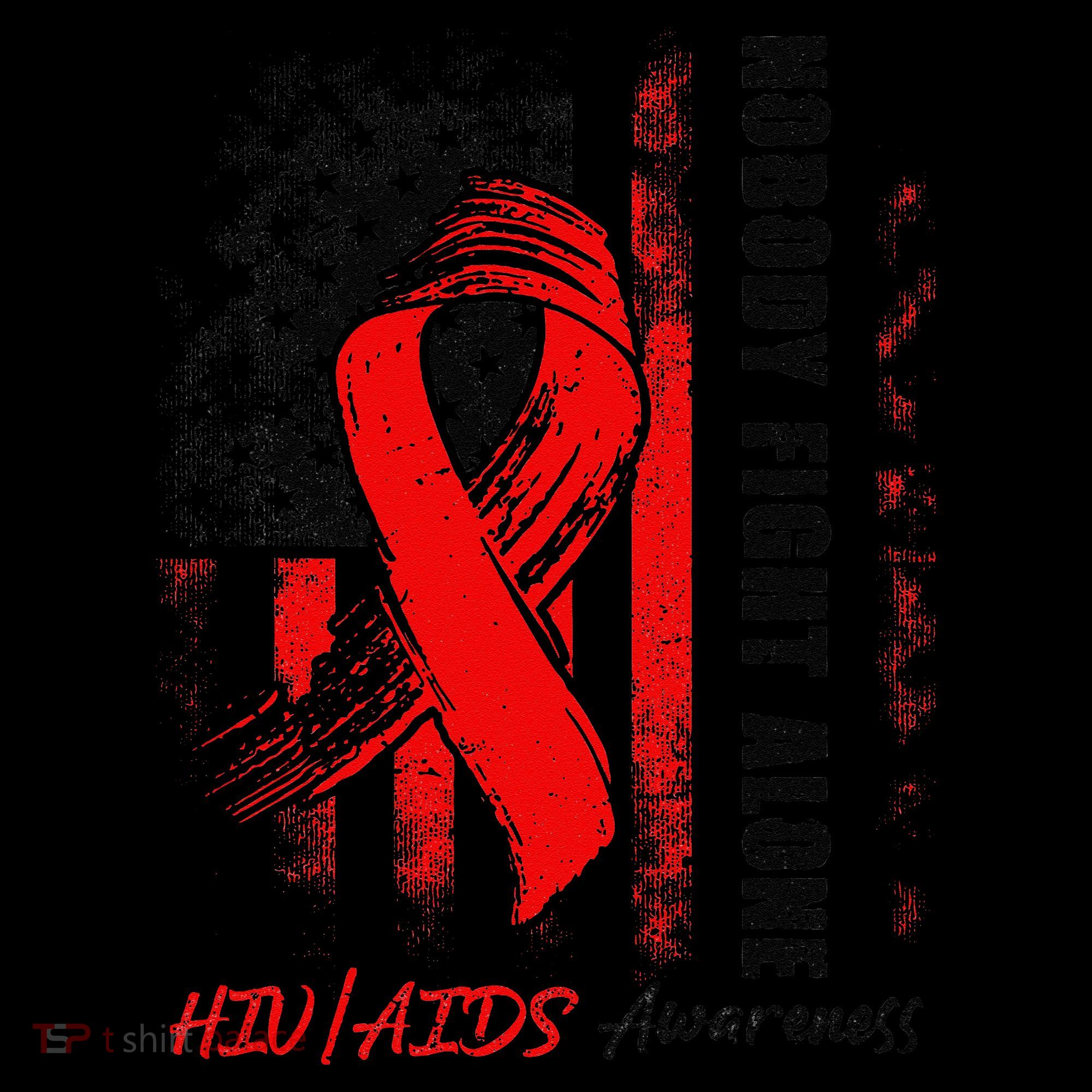 Nobody Fights Alone Hiv Aids Awareness Red Ribbon Supporter Women's Hoodie