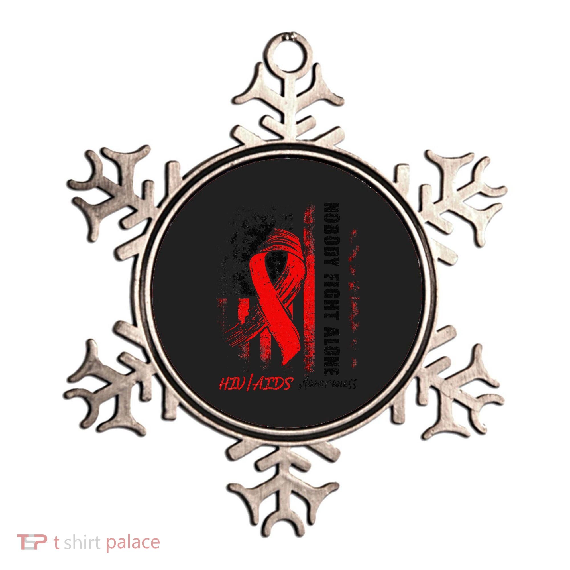 Nobody Fights Alone Hiv Aids Awareness Red Ribbon Supporter Ornament