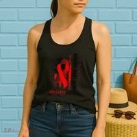 Nobody Fights Alone Hiv Aids Awareness Red Ribbon Supporter Women's Tank Top thumb 2
