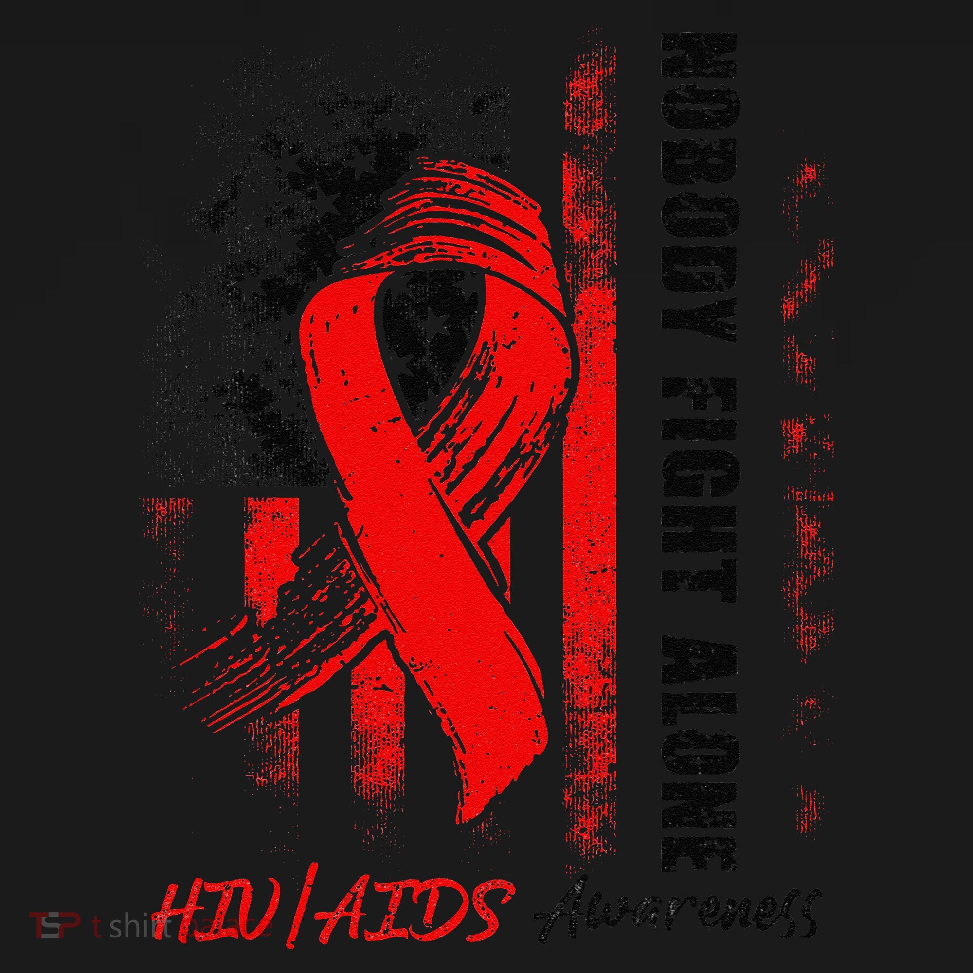 Nobody Fights Alone Hiv Aids Awareness Red Ribbon Supporter Women's Tank Top