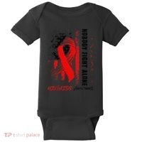 Nobody Fights Alone Hiv Aids Awareness Red Ribbon Supporter Baby Bodysuit thumb 0
