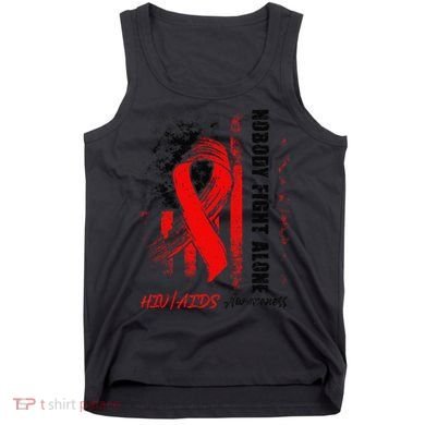 Nobody Fights Alone Hiv Aids Awareness Red Ribbon Supporter Tank Top
