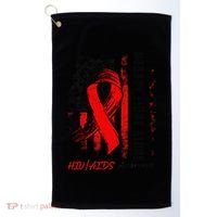 Nobody Fights Alone Hiv Aids Awareness Red Ribbon Supporter Golf Towel thumb 0