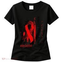 Nobody Fights Alone Hiv Aids Awareness Red Ribbon Supporter Women's T-Shirt thumb 0