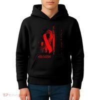 Nobody Fights Alone Hiv Aids Awareness Red Ribbon Supporter Kids Hoodie thumb 4