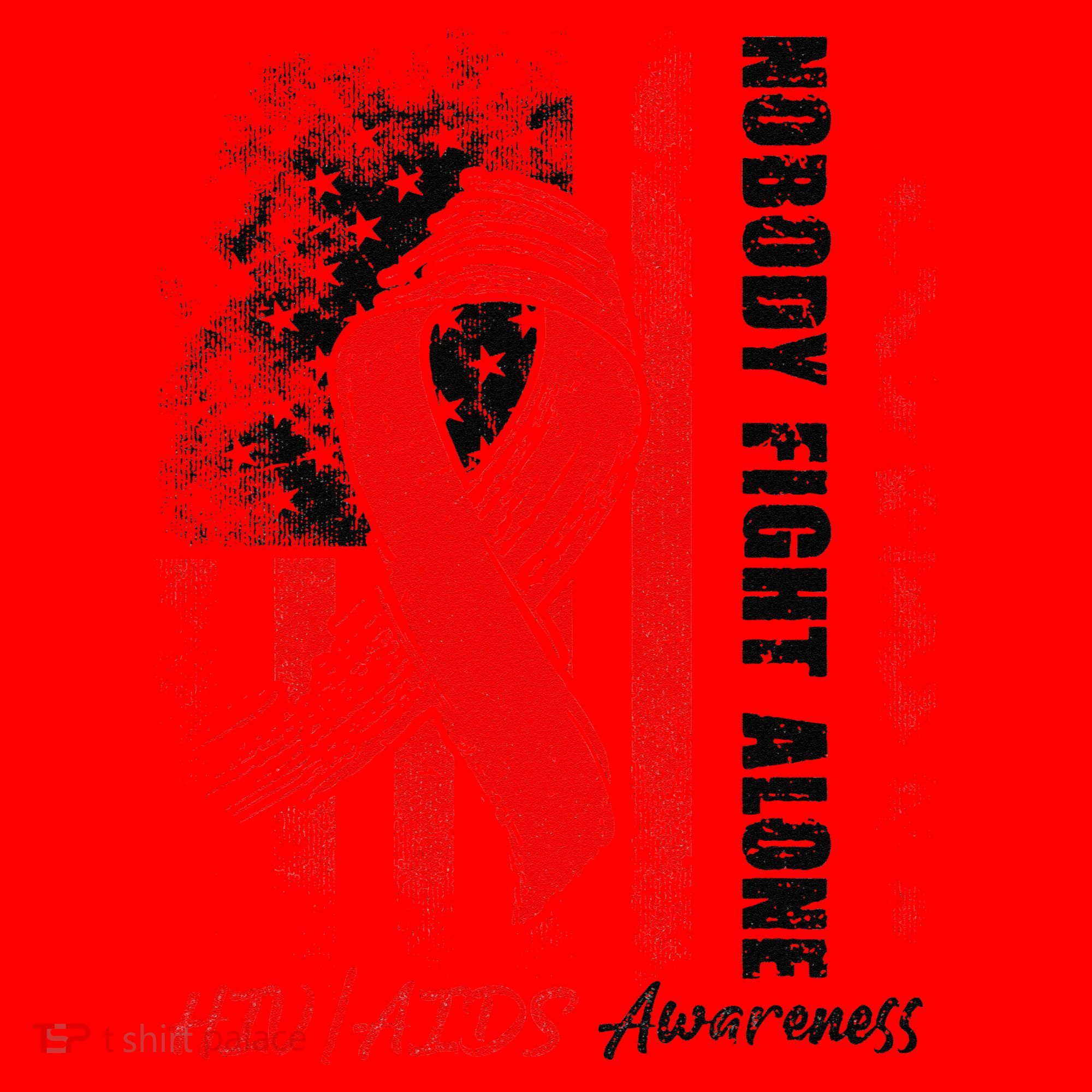 Nobody Fights Alone Hiv Aids Awareness Red Ribbon Supporter Santa Hat