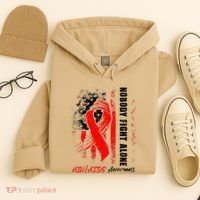 Nobody Fights Alone Hiv Aids Awareness Red Ribbon Supporter Hoodie thumb 4