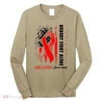 Nobody Fights Alone Hiv Aids Awareness Red Ribbon Supporter Long Sleeve Shirt thumb 0