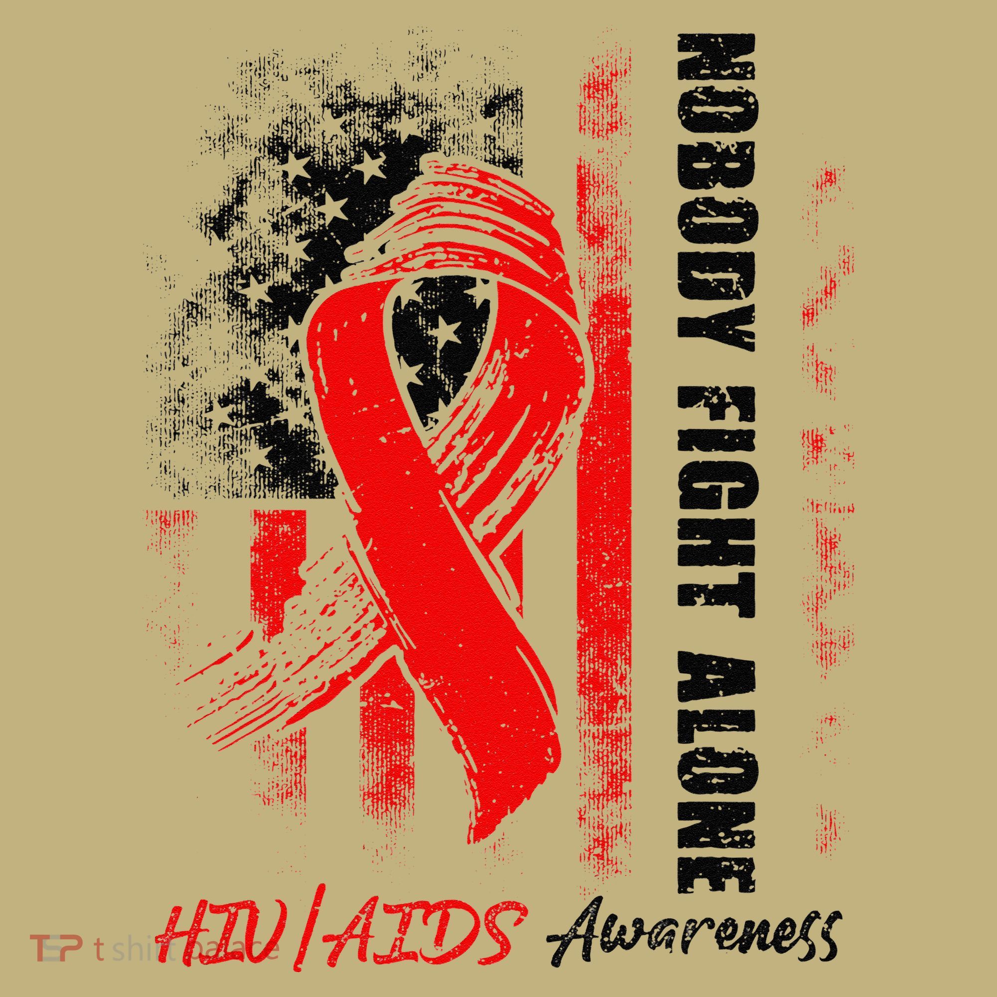 Nobody Fights Alone Hiv Aids Awareness Red Ribbon Supporter Sweatshirt