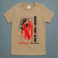 Nobody Fights Alone Hiv Aids Awareness Red Ribbon Supporter T-Shirt thumb 5