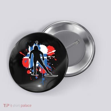 Norway Flag Biathlonist Norwegian Biathlon Button