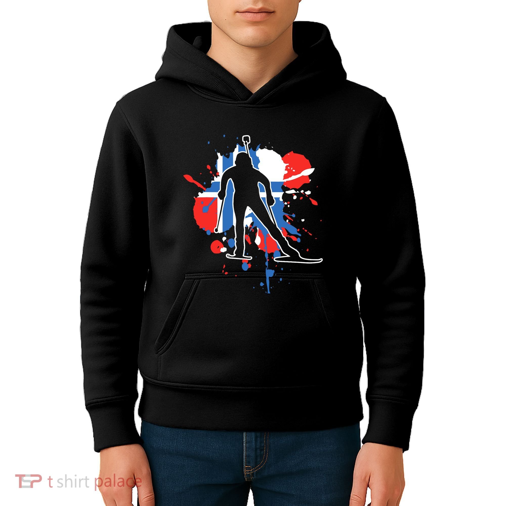 Norway Flag Biathlonist Norwegian Biathlon Kids Hoodie