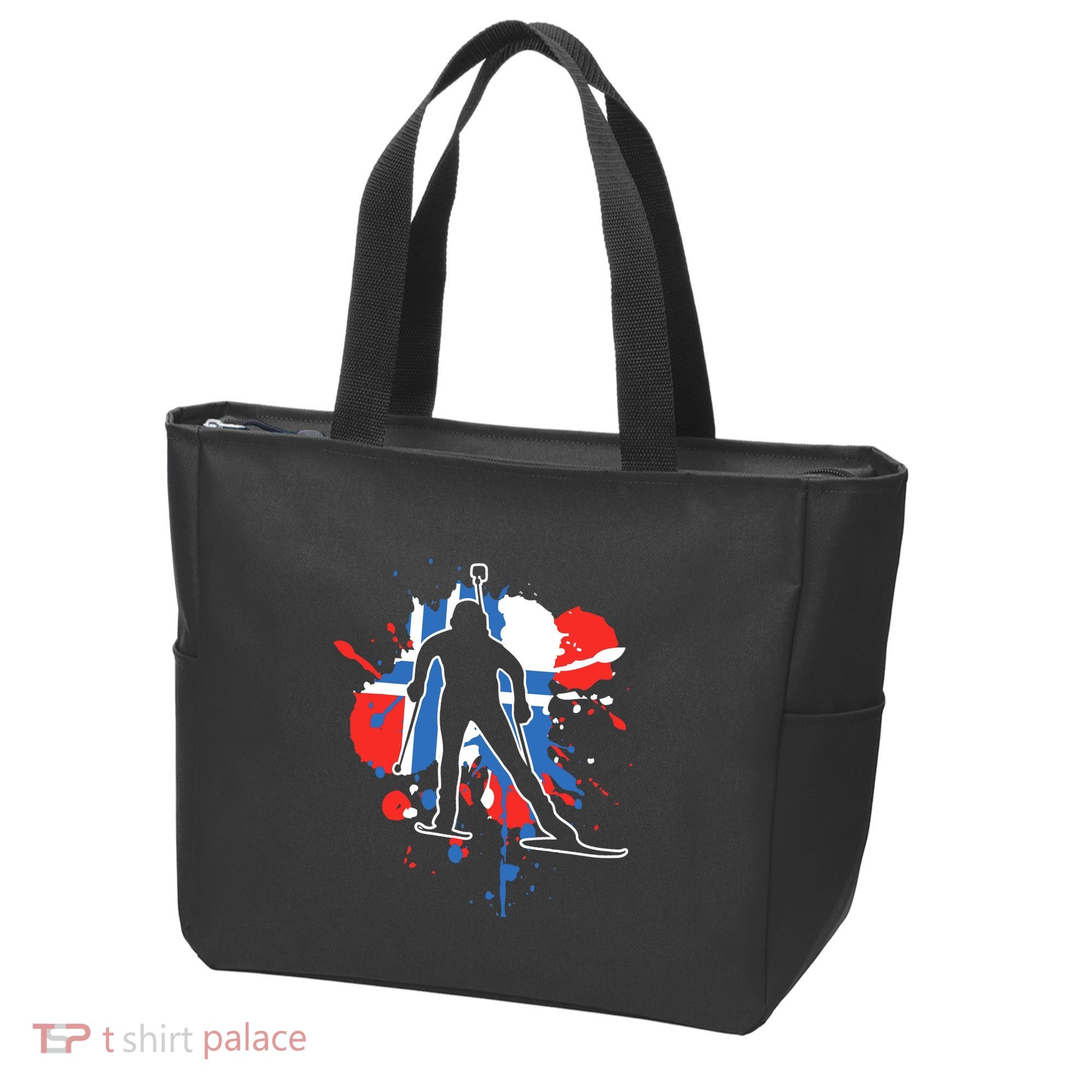Norway Flag Biathlonist Norwegian Biathlon Tote Bag