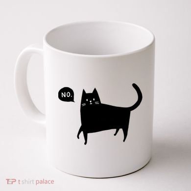 No Funny Black Cat Coffee Mug