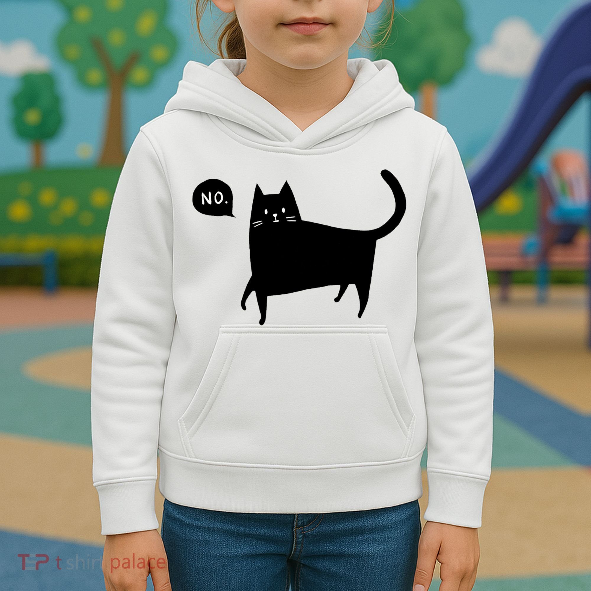 No Funny Black Cat Kids Hoodie