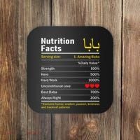 Nutrition Facts Baba Persian Grandfather Grandpa Grandad Coaster thumb 0