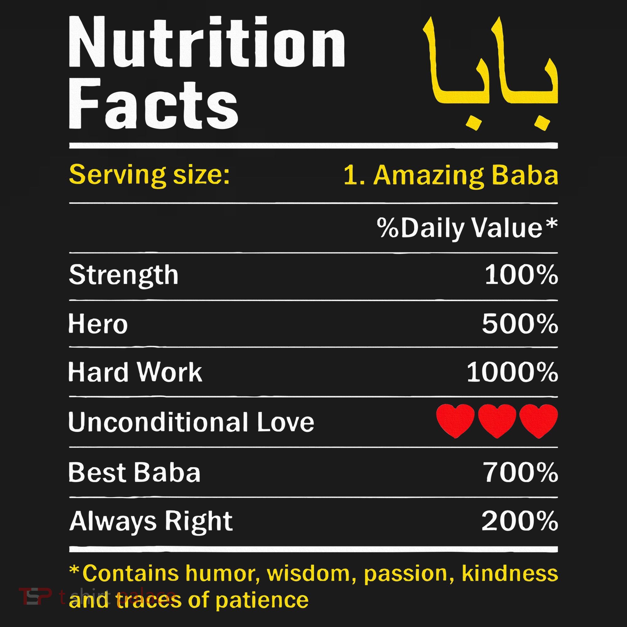 Nutrition Facts Baba Persian Grandfather Grandpa Grandad Coaster