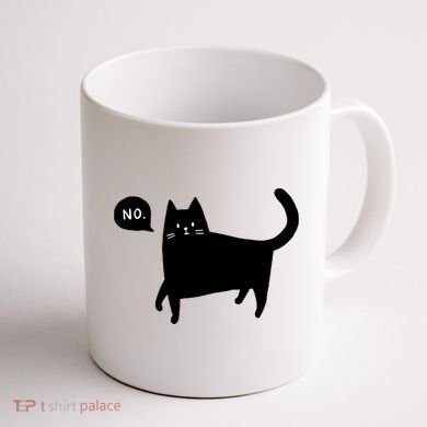 No Funny Black Cat Coffee Mug back