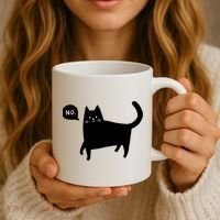 No Funny Black Cat Coffee Mug thumb 3