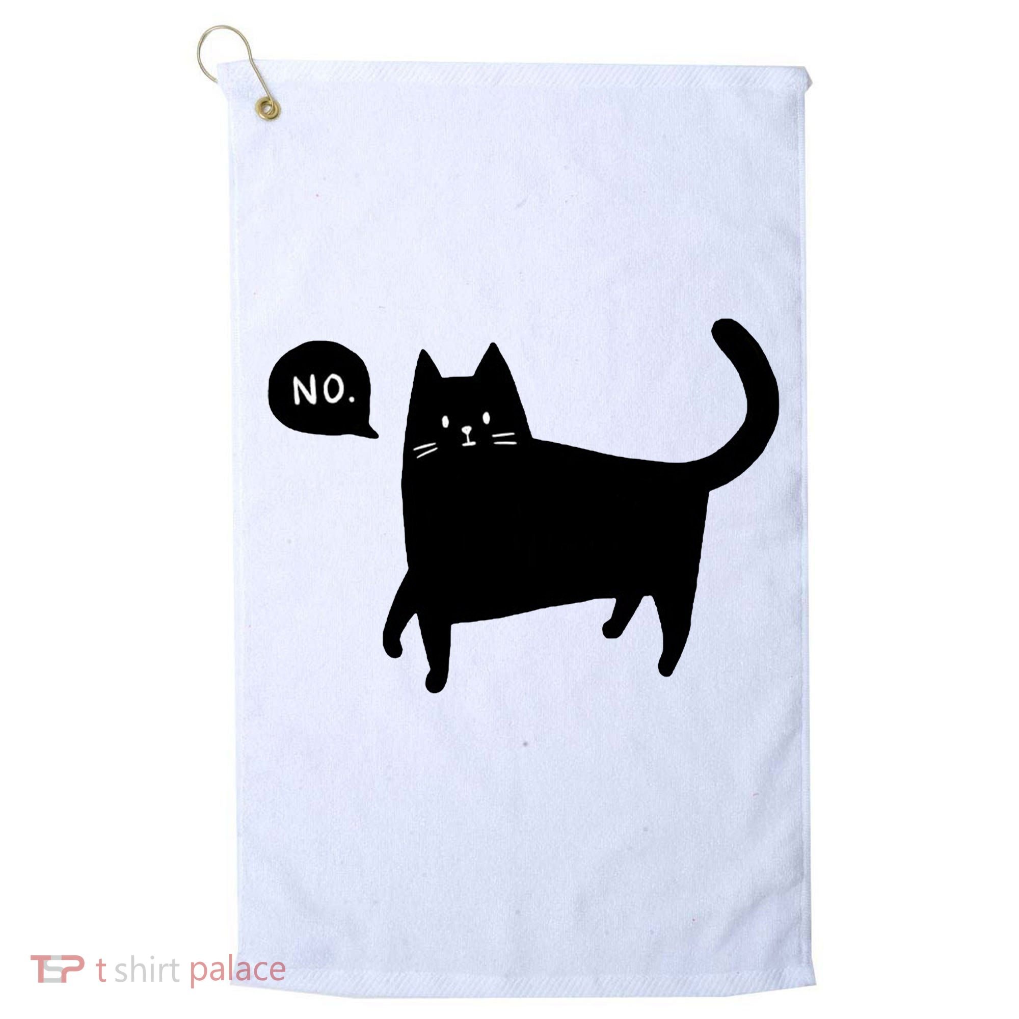 No Funny Black Cat Golf Towel