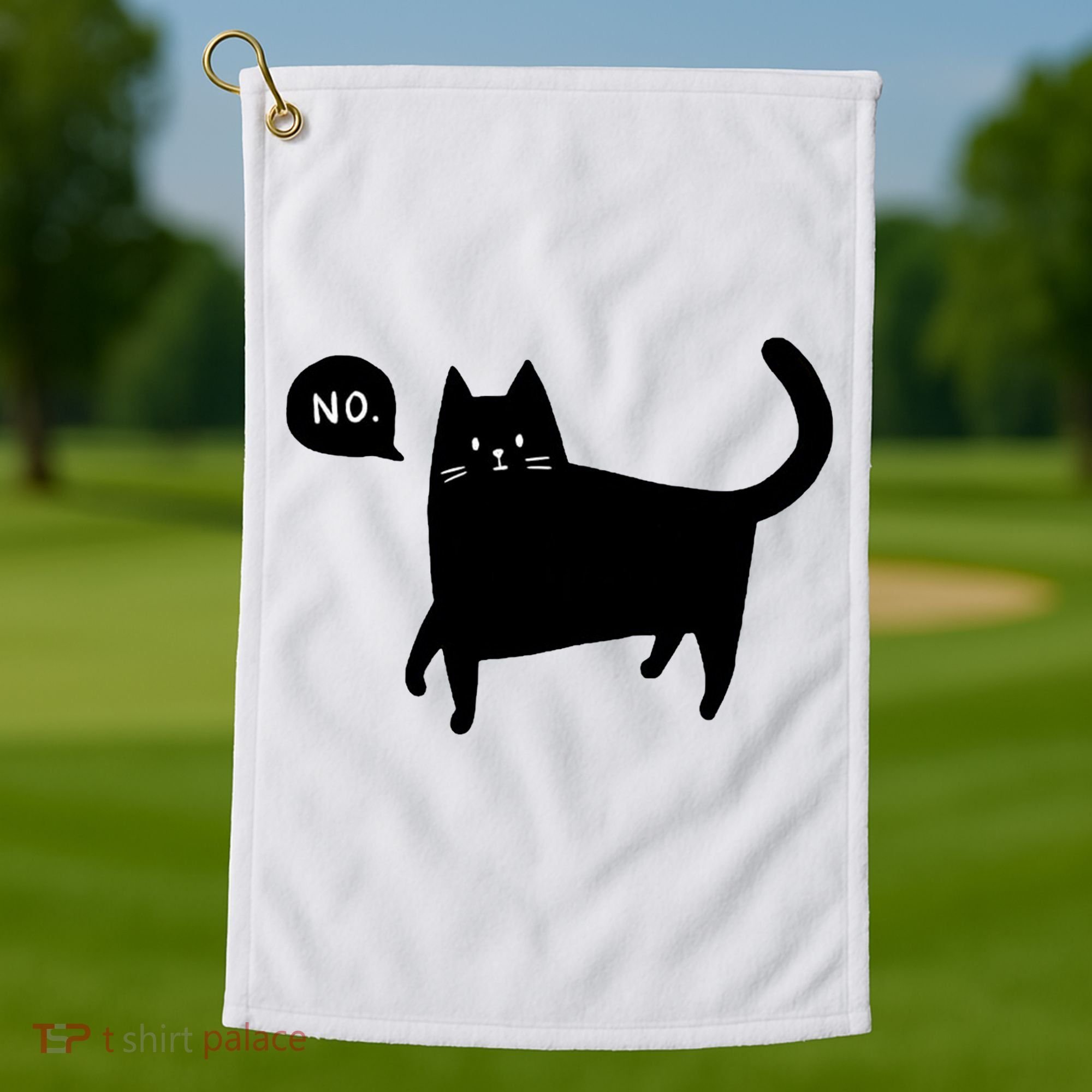 No Funny Black Cat Golf Towel