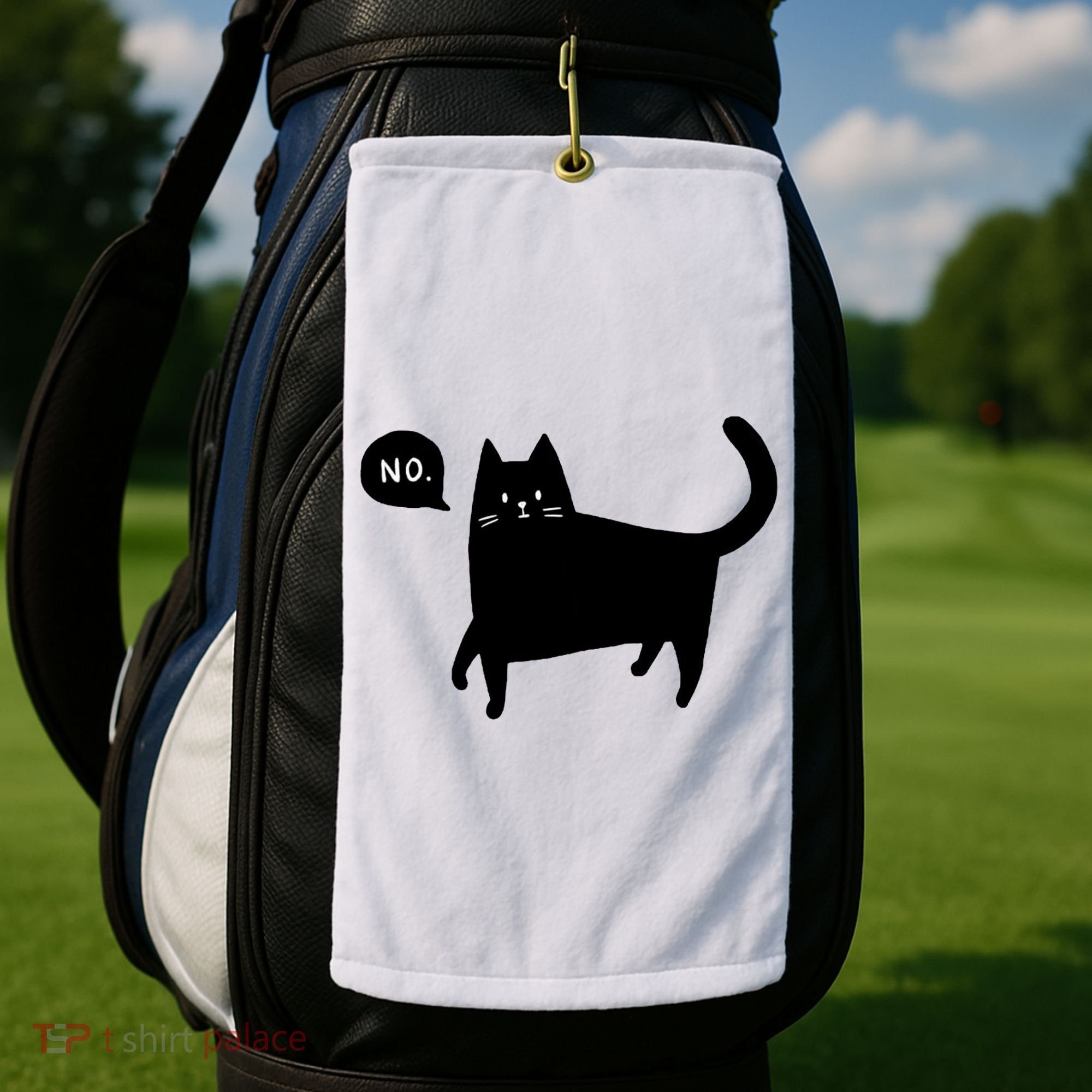 No Funny Black Cat Golf Towel