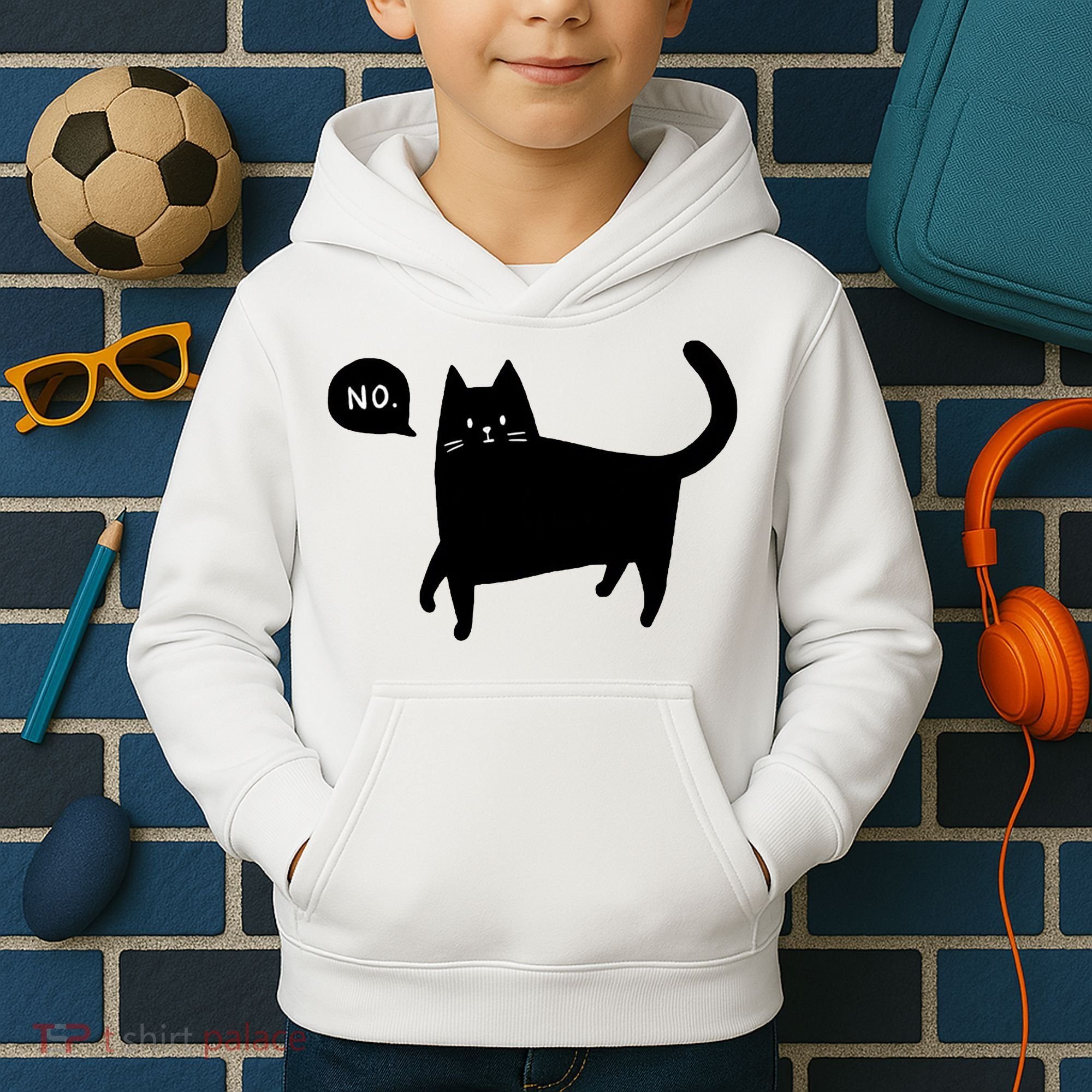 No Funny Black Cat Kids Hoodie