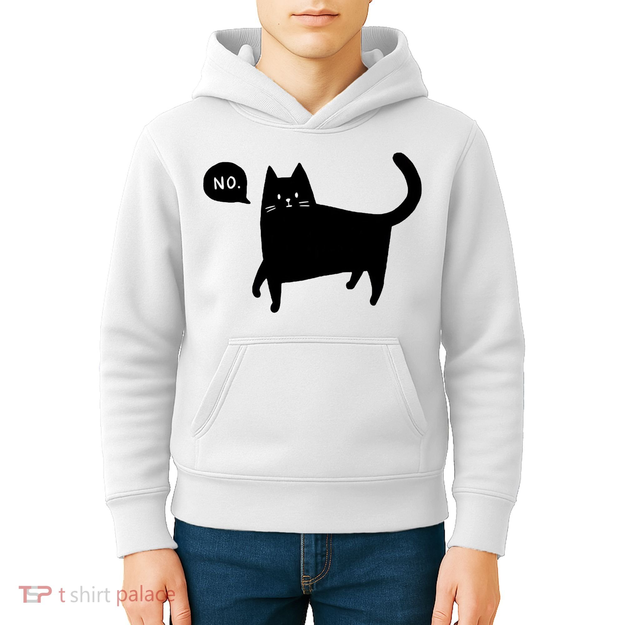 No Funny Black Cat Kids Hoodie