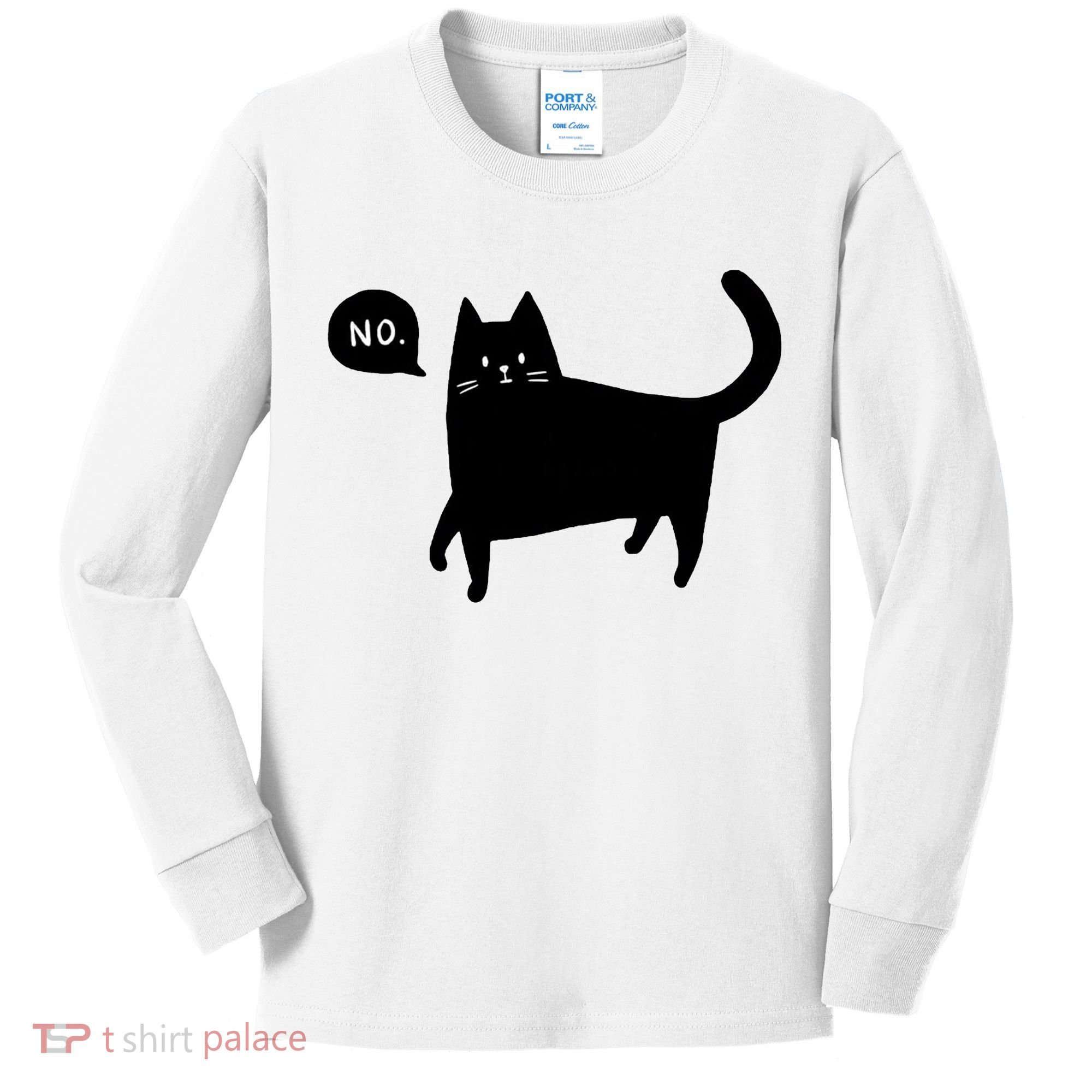 No Funny Black Cat Kids Long Sleeve Shirt
