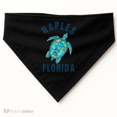 Naples Fl Beach Design / Sea Turtle Illustration Gift Meaningful Gift USA-Made Doggie Bandana