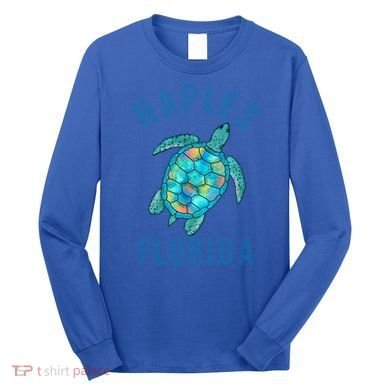 Naples Fl Beach Design / Sea Turtle Illustration Gift Meaningful Gift Long Sleeve Shirt