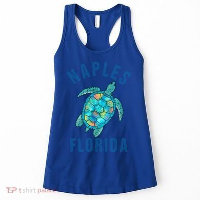 Naples Fl Beach Design / Sea Turtle Illustration Gift Meaningful Gift Women's Tank Top